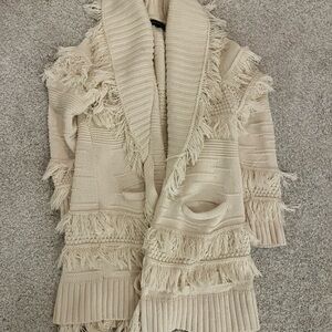 Banana republic Fringed Cream Sweater